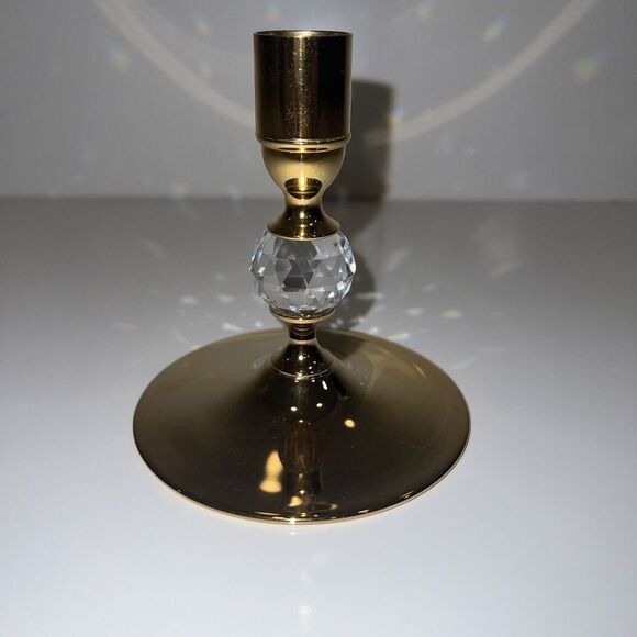 Valerio Albarello ‎ 24K Gold Plated Swarovski Crystal Candlestick - Picture 1 of 5